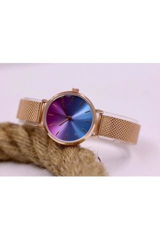 Rose Gold Hasır Kordonlu Şık Kadın Kol Saati Mls-1065