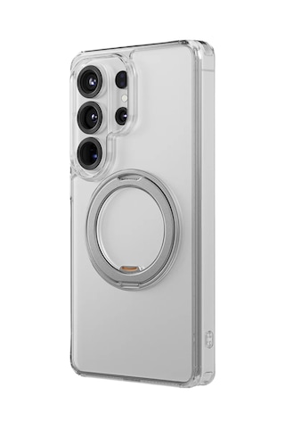 Samsung Galaxy Uyumlu S26 Ultra Kılıf Swivix Döner Metal Standlı Koruyucu Premium Dayanıklı Kapak Şeffaf