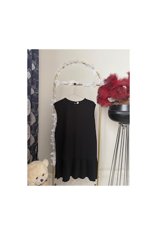 Unika Boutique Piliseli Kolsuz Tesettür İçlik Gömlek Pliseli Pileli Siyah