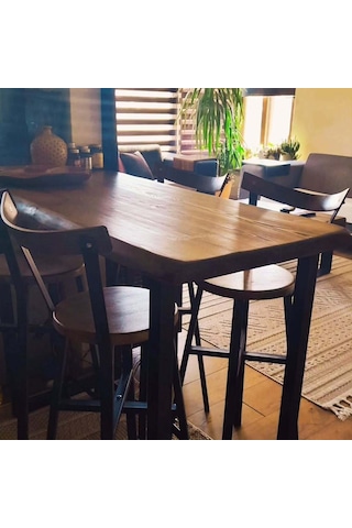 Asya Craft Doğal Ahşap Bar Masası Seti