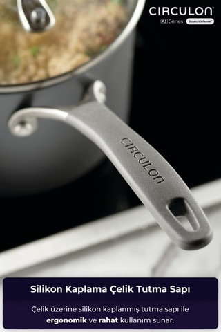 Circulon 18 Cm Kapaklı Sos Tenceresi Gri - Siyah