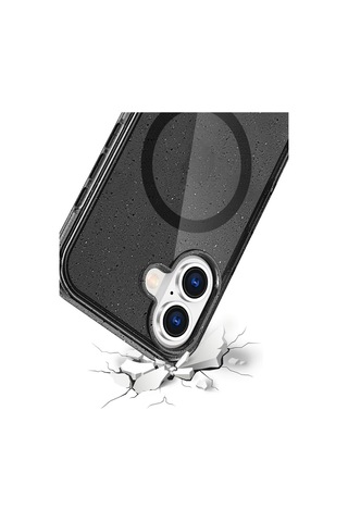 Apple Apple iPhone 16 İçin Uyumlu Parıldayan Simli Tasarımlı Sararmaz Magsafe Özellikli Kılıf