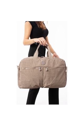 Seyehat Spor Çantası Kabin Boy Valiz 45 35 Cm Omuz Ve Çapraz Askılı Hafif Klinkır Çanta Su İtici Vizon