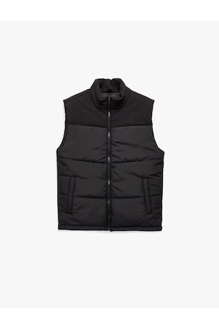 Koton Fermuarlı Cep Detaylı Slim Fit Dik Yaka Kolsuz Şişme Yelek Siyah 6wam20110hw Siyah