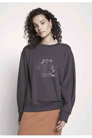 Sodom Better Off Dead Baskılı Füme Antrasit Kadın Sweatshirt