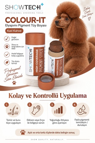 Showtech Colour-ıt El Yapımı Pigment Toz Geçici Köpek Tüy Boyası Kızıl Kahve