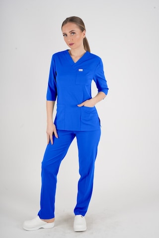 Unisex Saks Mavi Violet Model Scrubs Takım Doktor Hemşire Üniforması Saks Mavi