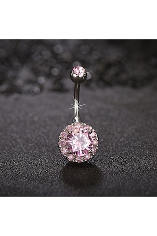 Chavin Yuvarlak Komple Taşlı Göbek Piercing Dt80By Gümüş