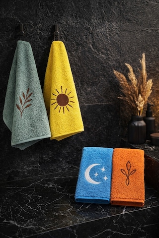 Aymila 4'lü Nakışlı Mutfak Ve El&yüz Havlu Seti 30x50 Cm Çok Renkli