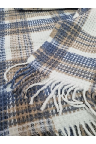 Dinarsu Cozy Life Pamuklu Skoç Battaniye 130 X 170 Cm Plaid İndigo