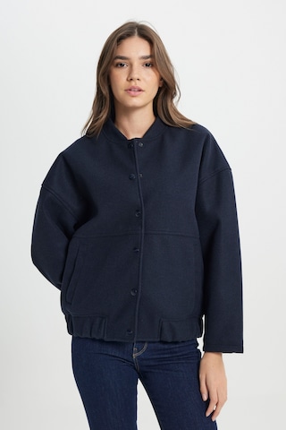 Loose Fit Rahat Kesim Lacivert Şişme Mont Lacivert