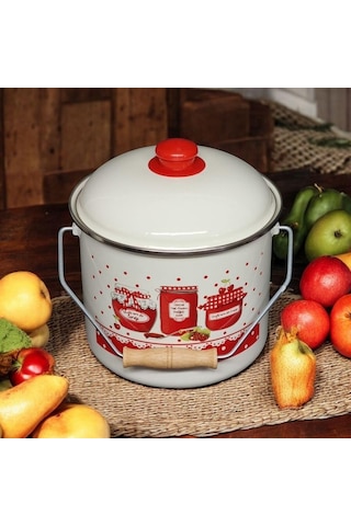 Alev Emaye Bakraç Yoğurt Bağraç Bakliyat Kabı Seti 26 Cm 8 Litre Beyaz
