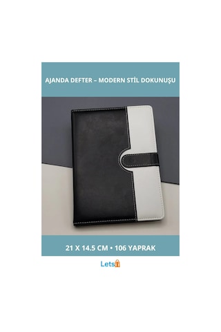 Şık Tarihsiz Ajanda Defter Siyah Beyaz 21 Cm X 14.5 Cm Çok Renkli