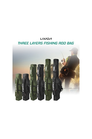 Lixada 3 Katmanlar Balıkçılık Kutup Çanta Taşınabilir Siyah
