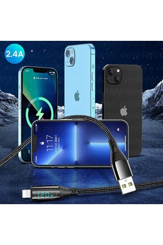 Prestigegoods Led Ekran Usb Kablosu İphone 14 13 12 11 Pro Max Xs Xr X Uyumlu Hızlı Şarj Veri Transferi Aydınlatma Cihazı