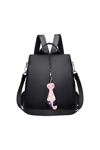 Oxford Sırt Çantası Genç Kızlar İçin Okul Çantaları Düz Siyah Sırt Çantası Kadın Gençlik Günlük Sırt Çantası Mochila Karikatür Kedi Kolye Dark Blue Koyu Mavi