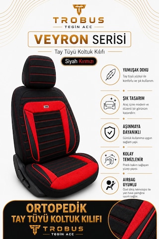 Suzuki Vitara 2015 Sonrası Uyumlu Veyron Serisi Siyah Kırmızı Oto Koltuk Kılıfı