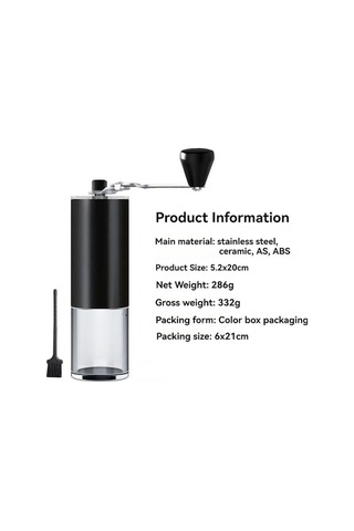 Fortunelane Portatif Kahve Değirmeni, Cnc Çelik, Dışarda Taze Kahve, Elektriksiz, Taşınabilir Tasarım Siyah Siyah