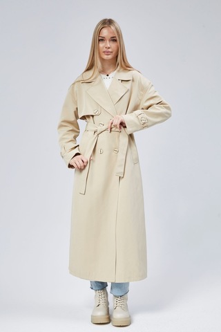 Oversize Rüzgarlık Detaylı Trençkot Vizon