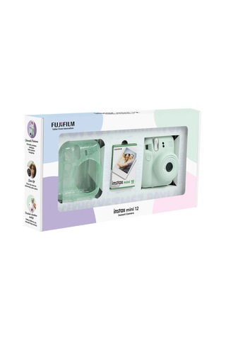 Fujifilm Instax Mini 12 Fotoğraf Makinesi + 10'lu Film + Pleksi Kılıf Yeşil
