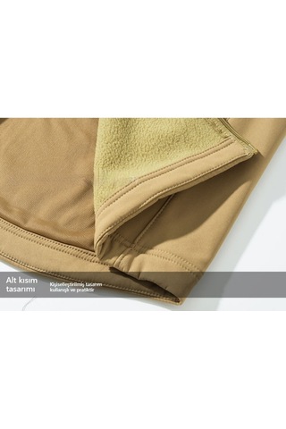 Erkekler İçin Yumuşak Kabuklu Kalın Rüzgar Geçirmez Sıcak Ceket Haki