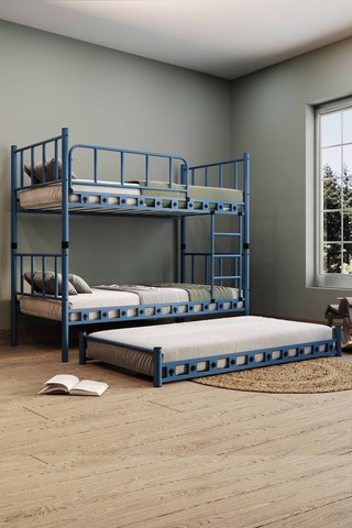Argimo Zambak Yavrulu Genç Çocuk Odası Metal Mavi Ranza 90x200