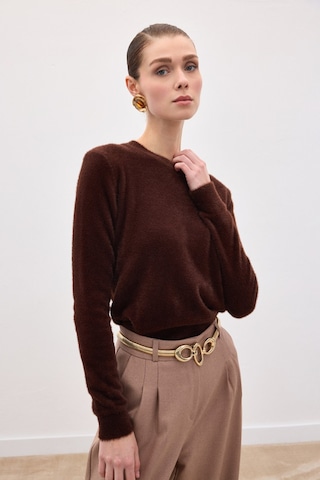 Sateen Sakallı Triko - Kahve-136614 Kahve