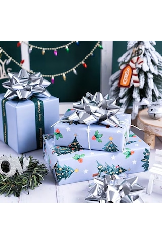 Metalize Gümüş 4,5cm Yıldız-fiyonk Yapşkanlı Paket Süsü 20adt
