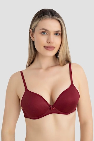 Astrid T Premium Düz Ayarlanabilir Dokuma Kadın Balenli Dolgulu Destekli Sütyen 3'lü Set Siyah Beyaz Bordo