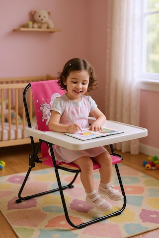 Exent Kids 2 6 Yaş, Rainbow Unicorn Katlanır Portatif Çalışma Masası Ve Sandalye Tak-çıkarmasa-pembe Siyah
