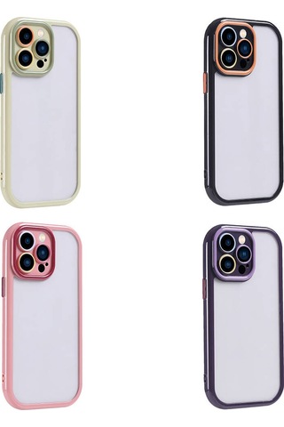 Ardemix Apple Uyumlu iPhone 14 Pro Max Kılıf Kamera Korumalı Renkli Kenar Ve Çerçeve Tasarımlı Vi Siyah