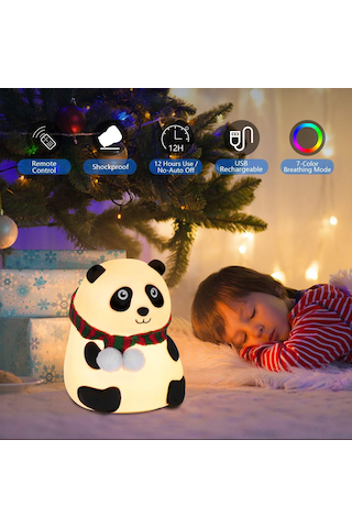 Panda Gece Lambası Çocuklar İçin Gece Işıkları Dokunmatik Sensörlü Renkli Masa Lambası