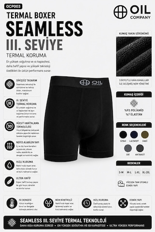 Oıl Company Hafif Nefes Alabilir Rahat Kumaş Isı Korumalı Termal Boxer Black