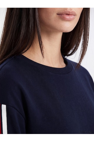 Lcw Everyday Lacivert Şeritli Soft Touch Kadın Sweatshirt