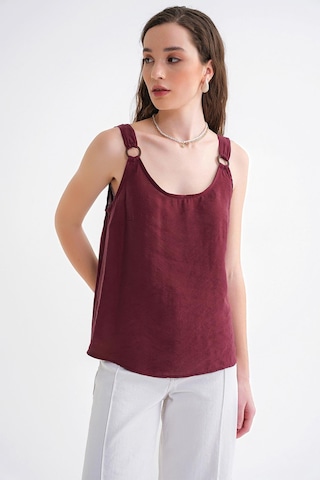 Mixray 4666 Kadın Toka Detaylı Modal Bluz Bordo Bordo