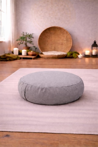 Yuvarlak Zafu Meditasyon Minderi & Bolster Minderi İkili Yoga Meditasyon Minder Seti Gri
