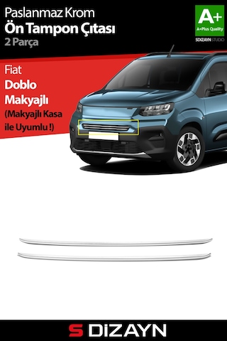 S-dizayn Fiat Doblo Krom Ön Tampon Çıtası 2 Prç 2023 Üzeri A+ Kalite