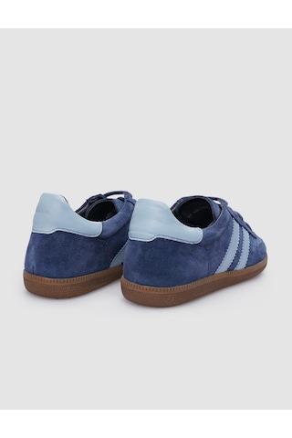 Cabani %100 Hakiki Deri Mavi Süet Bağcıklı Kadın Sneaker Mavi