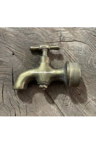 Dmr El Yapımı Pirinç Antika Musluk Eski Bahçe Musluğu Hamam Musluğu 1930 Sarı