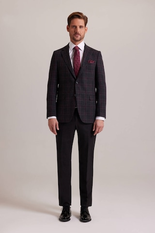 Erkek Füme Kışlık Yünlü Regular Fit Ekose Desenli Tek Ceket 001