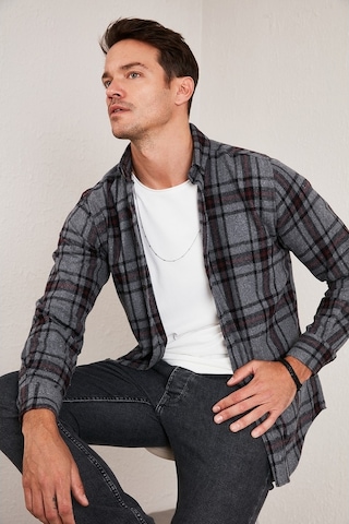 Buratti Ekoseli Uzun Kollu Slim Fit Kışlık Erkek Gömlek Cf21W112844 Antrasit