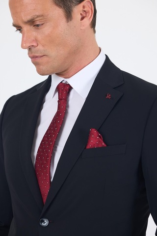 İmza Siyah Mono Yaka Yarım Astar 6 Drop Slim Fit Beli Lastikli Takım Elbise 1001250121 Siyah