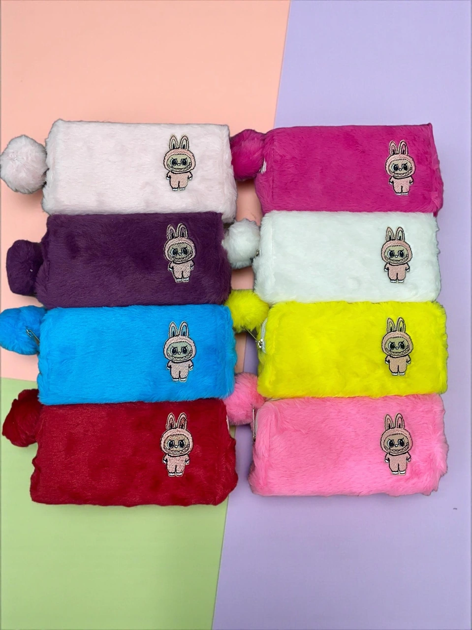 Labubu Desenli Peluş Kalemlik Karışık Renkler 22x12 Cm Renk Belirtiniz Çok Renkli