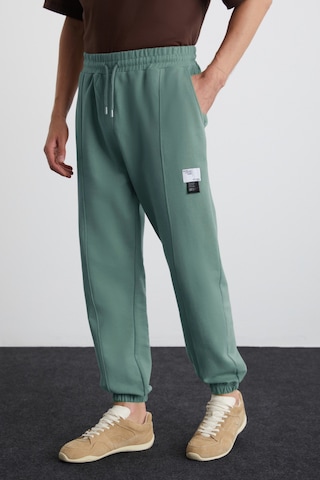 Grimelange ROWAN Erkek Organik Pamuklu Relaxed Fit İçi Polarlı Süs etiketli Jogger Yeşil Eşofman Altı
