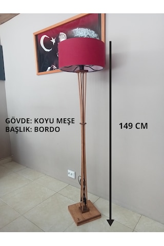 Ahşap Ayaklı Lambader Bordo