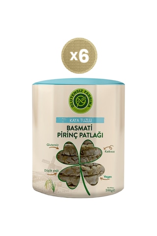 Glutensiz Fabrika Kaya Tuzlu Basmati Pirinç Patlağı 6 x 90 G