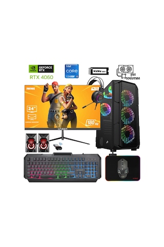 Xaser XSR986 i5-12400F 16 GB 512 GB M.2 NVMe SSD 8 GB RTX4060 23.8" Free Dos Masaüstü Oyuncu Bilgisayarı