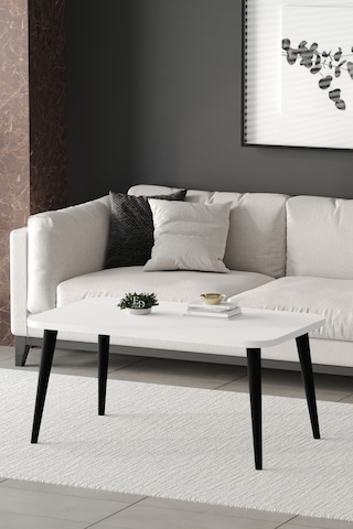 Roma Orta Sehpa Metal Ayaklı , Orta Sehpa , 100 X 60 X 50 Cm Siyah Metal Beyaz