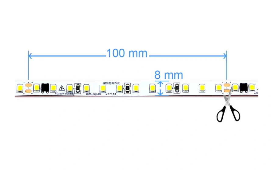 220 Volt Şerit Led Dim Edilebilir 10 Cm De Bir Kesilebilir Gün Işığı Ip65 Şerit Led 5 Metre
