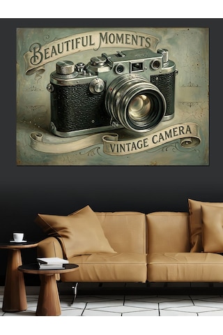 Beautiful Moments Vintage Fotoğraf Makinesi Dekoratif Kanvas - Mdf Ahşap Tablo